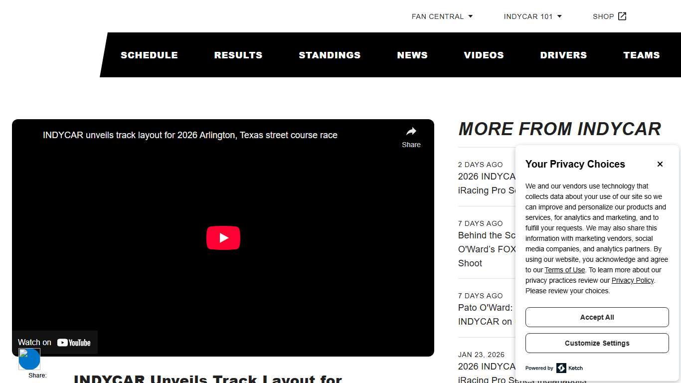 INDYCAR Unveils Track Layout for 2026 Arlington, Texas Street Course Race