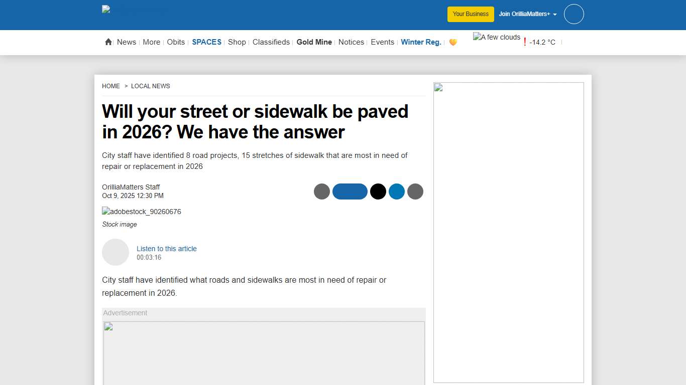 Will your street or sidewalk be paved in 2026? We have the answer - Orillia News